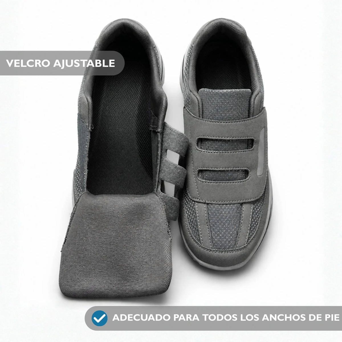 Zapatos Extra Anchos Mujer Hombre Velcro Malla Transpirable