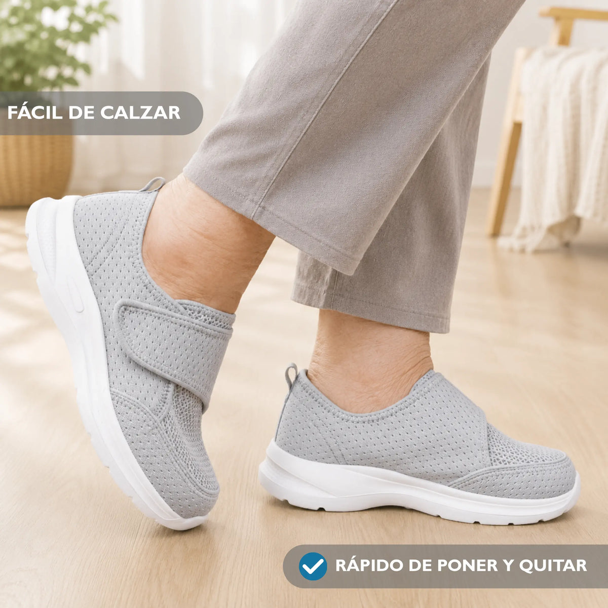 Zapatos Extra Anchos Mujer Hombre Velcro Pie Ancho