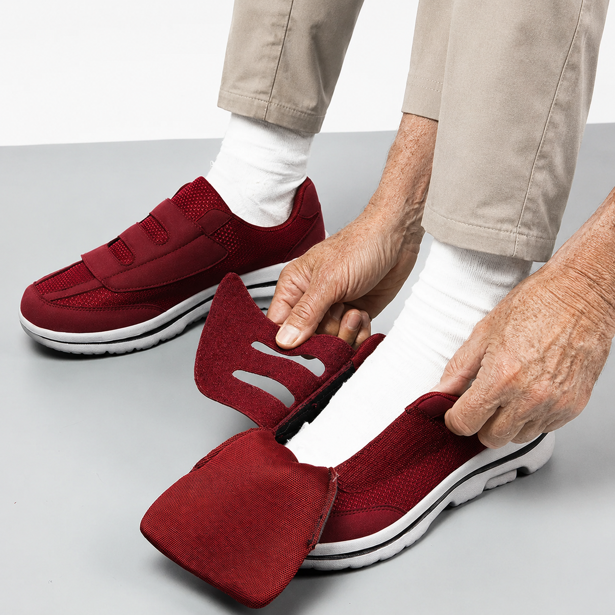 Zapatos Extra Anchos Mujer Hombre Velcro Malla Transpirable